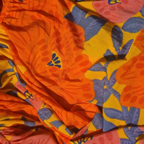 Farm Rio x Anthropologie Short-Sleeve V-Neck Ruched Midi Dress, Size XS - Picture 11 of 12